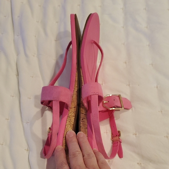 NWT Cole Haan Francine Demi Wedge Pink T-Strap Sandals/Adjustable Buckle (31) - Picture 5 of 10